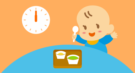 いつも朝に離乳食をあげていますが、子どもの起床時間によっては、いつもの時間に食事ができません。そういう日はお昼に離乳食をあげてもよいですか。